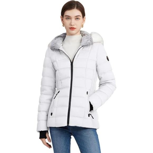 Puffer Jacket Hooded Winter Jacket with Faux-Fur Trim and Collar For Women - Picture 1 of 7